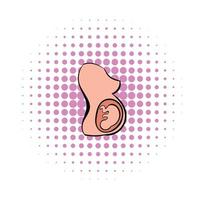 bebê em um ícone de útero, estilo de quadrinhos vetor