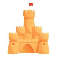 ícone do castelo de areia de bandeira vermelha, estilo cartoon vetor
