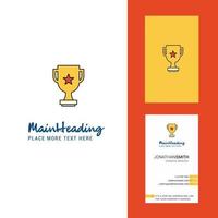 logotipo criativo de troféu e vetor de design vertical de cartão de visita