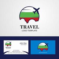 logotipo da bandeira da bulgária de viagem e design de cartão de visita vetor