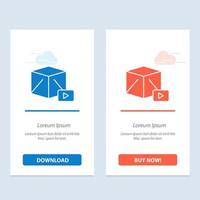 caixa de reprodução de mídia de botão azul e vermelho baixe e compre agora modelo de cartão de widget da web vetor
