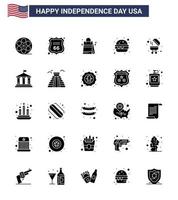 conjunto de 25 ícones do dia dos eua símbolos americanos sinais do dia da independência para grelha churrasco saco refeição hambúrguer editável dia dos eua vetor elementos de design