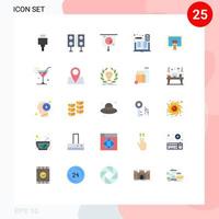 Pacote de cores planas de 25 interfaces de usuário de sinais e símbolos modernos de calculadora de negócios de matemática comercial elementos de design de vetores editáveis