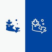 mapa canadá linha de folha e ícone sólido de glifo banner azul linha e ícone sólido de glifo banner azul vetor