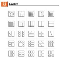 25 ícones de layout conjunto de fundo vetorial vetor