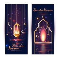 Conjunto de banner islâmico ramadan kareem vetor
