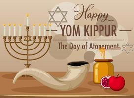 banner feliz do yom kippur com shofar