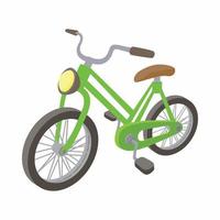 ícone de bicicleta verde, estilo cartoon vetor