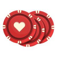 vetor de desenhos animados do ícone de fichas vermelhas do cassino. mesa de pôquer