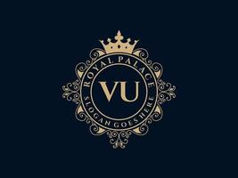 carta vu antigo logotipo vitoriano de luxo real com moldura ornamental. vetor