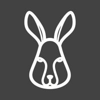 ícone invertido de linha de rosto de coelho vetor