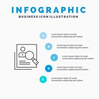 empregado hr humano caça recursos pessoais retomar ícone da linha de pesquisa com fundo de infográficos de apresentação de 5 etapas vetor