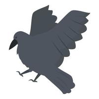 vetor de desenho de ícone de corvo. pena de voo