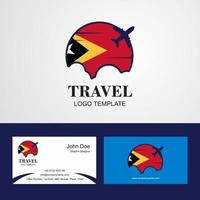 logotipo da bandeira de timor-leste de viagem e design de cartão de visita vetor