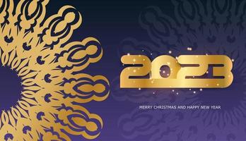 cor azul e ouro. feliz ano novo cartaz de feriado de 2023. vetor