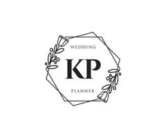 logotipo feminino kp inicial. utilizável para logotipos de natureza, salão, spa, cosméticos e beleza. elemento de modelo de design de logotipo de vetor plana.