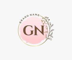 logotipo feminino gn inicial. utilizável para logotipos de natureza, salão, spa, cosméticos e beleza. elemento de modelo de design de logotipo de vetor plana.