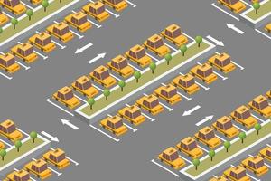 composição isométrica de estacionamento de táxi vetor