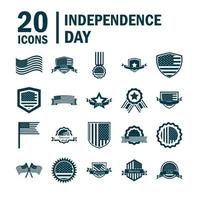 conjunto de ícones de silhueta do Dia da Independência dos EUA vetor
