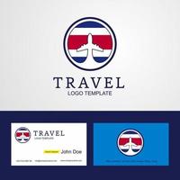 logotipo de bandeira de círculo criativo de viagens costa rica e design de cartão de visita vetor