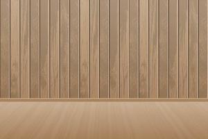 sala de madeira vazia e realista com piso de madeira vetor
