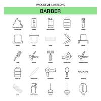 conjunto de ícones de linha de barbeiro 25 estilo de contorno tracejado vetor