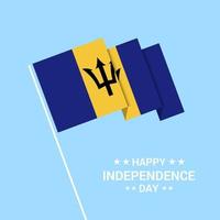 design tipográfico do dia da independência de barbados com vetor de bandeira