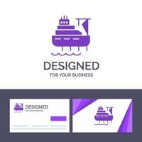 cartão de visita criativo e modelo de logotipo navio barco carga construção ilustração vetorial vetor