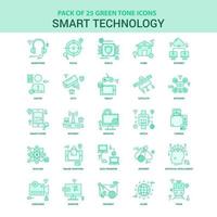 25 conjunto de ícones de tecnologia inteligente verde vetor