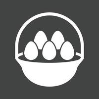 cesta de ovos ii glifo ícone invertido vetor
