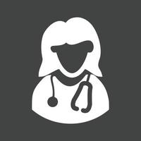 médico glifo feminino ícone invertido vetor