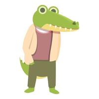 vetor de desenhos animados de ícone de crocodilo de atividade. garoto da selva