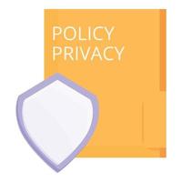 vetor de desenhos animados de ícone de política de privacidade de pasta. dados seguros