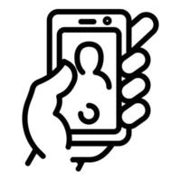 ícone de selfie do smartphone, estilo de estrutura de tópicos vetor