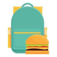 ícone do almoço estudantil, estilo cartoon vetor