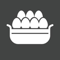 cesta de ovos i glifo ícone invertido vetor