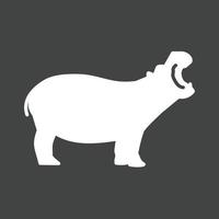 ícone invertido de glifo de hipopótamo vetor