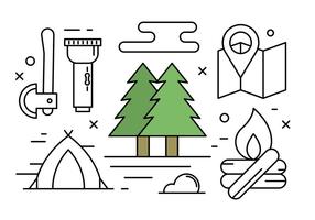 Livre Camping Linear e Natureza Vector Elements