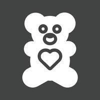 ícone invertido de glifo de urso de pelúcia vetor