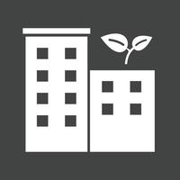 ícone invertido de glifo de edifício ecológico vetor
