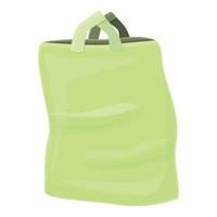 ícone de sacola verde de plástico biodegradável, estilo cartoon vetor