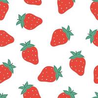 padrão sem emenda com morango vermelho. fundo de frutas frescas. design para impressão, tecido, embalagem ou tipografia. ilustração vetorial desenhada à mão vetor