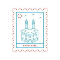 ilustração em vetor de estilo de linha azul e vermelha de selo postal de khana kaba