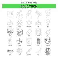 conjunto de ícones de linha de educação 25 estilo de contorno tracejado vetor