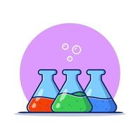 copo de vidro com ilustração do ícone do vetor líquido químico dos desenhos animados. conceito de ícone de laboratório de ciências isolado vetor premium. estilo cartoon plana