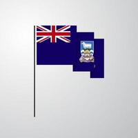 Ilhas Malvinas agitando bandeira fundo criativo vetor