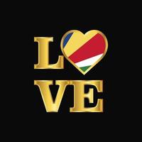 amor tipografia seychelles bandeira design vetor letras de ouro