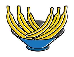 ícone de cor plana uma tigela de frutas de banana para aplicativos e site vetor