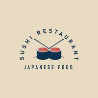 sushi comida japonesa logotipo vintage design de ilustração vetorial vetor