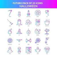 25 pacote de ícones azul e rosa futuro halloween vetor